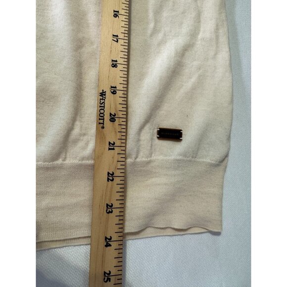 $395 Burberry London Beige Luxury Merino Wool Minimalist Sweater Pullover Sz L - Picture 16 of 16